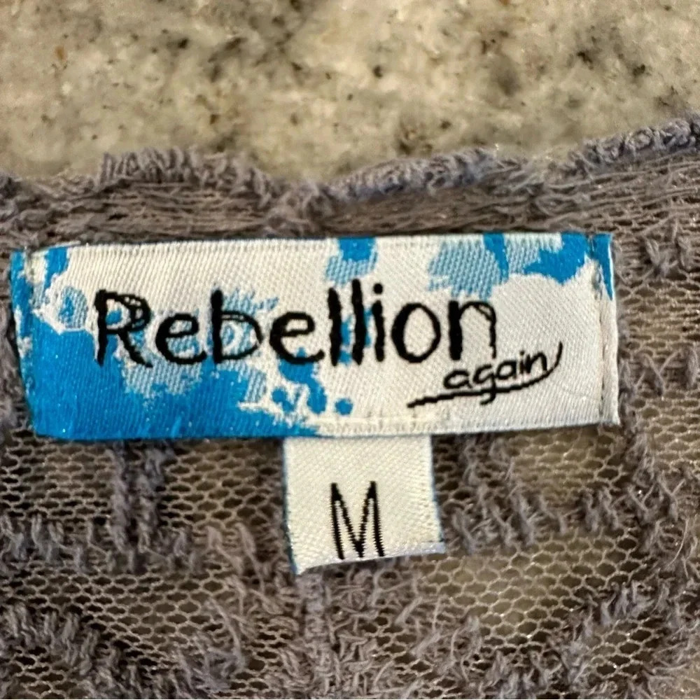 Rebellion Again Women’s Blue Boho Lace Kimono Cardigan Wrap Size Medium - Picture 8 of 11